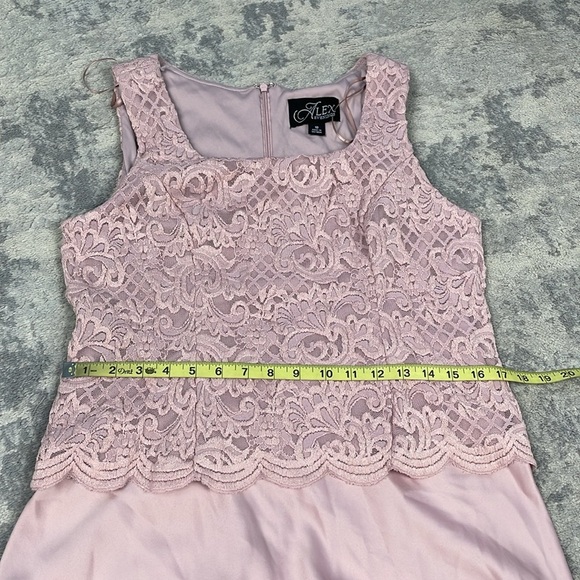 New Alex Evenings Lace Overlay Maxi Dress Gown Mother of the Bride Blush 10 - Picture 9 of 12